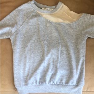 XS grey sweatshirt with sheer panel